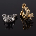 Crown shaped stainless steel stud earrings with zircons in gold and silver finish - NO 5