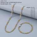 Two-tone 5mm stainless steel NK chain necklace and bracelet set in gold and silver - Bracelet 20CM / 5mm / Standard 1-1 Two-tone
