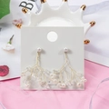 Elegant gold-tone twig earrings featuring white pearls and clear cubic zirconia crystals - E1777-Gold Branch Pearl Drop Earrings