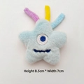 Detail of blue plush star brooch showing 8.5x7cm dimensions and soft texture - Original (Back Opening) / Blue Monster