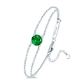 S925 sterling silver bracelet featuring a 1.00ct round green gemstone and heart charm - May Green Zirconia