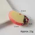 Miniatur Apfelscheibe mit Schokoladenglasur und bunten Streuseln, Größe 5,5 cm - Rote Apfelscheibe-Schwarze Marmelade