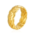 Minimalistischer Ring aus 18K vergoldetem Edelstahl mit Weizenähren-Flechtmuster-Design - US 7 / Geschlossener Ähren Stil / Gold