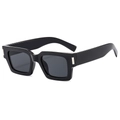Modern square black sunglasses with thick frames and silver metal accents for outdoor style - Black Frame Black Grey Lens