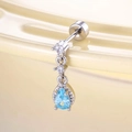 Pendiente de plata con microcirconitas y colgante de gota de agua en azul claro - Gota de Agua Azul Mar Claro