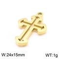 Pendentif croix évidée en acier inoxydable doré, dimensions 24x15mm et poids de 1g - Style Évidé Classique (KLJ7100-Z)