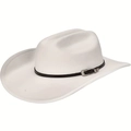 Classico cappello da cowboy bianco con cinturino in pelle nera e fibbia argento - Bianco