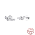 Cluster S925 sterling silver stud earrings with round cubic zirconia in silver tone - Round Zirconia Cluster Stud Earrings