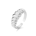 Macro detail of silver twisted croissant ring with adjustable open design in high-quality brass - Platinum Style 4