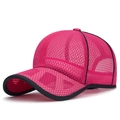 Rosarote Mesh-Baseballkappe mit atmungsaktivem Stoff und schwarzem Rand für Sport - Fuchsia