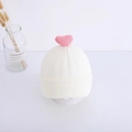 White knitted baby winter hat with pink heart decor and soft fleece lining - White - Small Heart