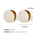 Minimalist white and gold stainless steel round huggie hoop earrings with enamel finish - White