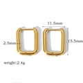Détails des boucles d'oreilles rectangulaires de 15,5 mm plaquées or 18 carats et dimensions - Style Rectangulaire (TE6031-3)
