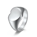 Anillo de sello con corazón plateado pulido de acero inoxidable con estilo minimalista - 5# / Color Acero