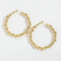 Golden twisted rope hoop earrings in a French vintage style for women's jewelry - Twisted Chain