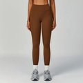 Leggings yoga a vita alta marrone scuro da donna in tessuto riciclato modellante - S / Caffè Chiaro
