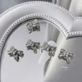 Silberne Schleife Nagelanhänger mit glitzernden Strasssteinen, Größe 11x16mm für Nägel - #06 Große Schleife