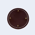 Detailed top view of 15cm brown leather bag base with golden metal feet and pre-drilled holes - Coffee