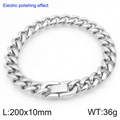 Bracelet maille cubaine de 10 mm en acier poli de 200 mm avec fermoir de sécurité - Largeur 10mm x Longueur 200mm (KB207779-Z)