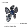 Elegant vintage alloy flower brooch with deep blue and purple crystals on silver base - Blue