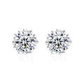 Classic silver 925 sterling silver moissanite studs with eight-claw heart setting - 0.5ct + 0.5ct Moissanite / White Gold Color