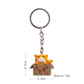 Cute 3D orange tabby cat in cardboard box keychain with silver metal ring and chain - Keychain / Seeking Adoption Orange Cat