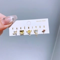 Whimsical magic girl gold stud earrings set with colorful gemstones and 925 silver posts - Magical Girl Style (0904)