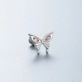Orecchino a farfalla in argento con ali in zircone rosa su sfondo grigio - Stile Farfalla in Pietra Preziosa Rosa (A96-3#)