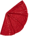 Sparkling red sequin Christmas tree skirt with festive shimmer for holiday base decoration - Red
