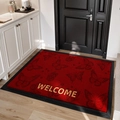 Rote Fußmatte im neuen chinesischen Stil mit Schmetterlingsmuster und Welcome-Schrift - 60*90cm / Schmetterling Willkommen