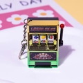 Mini lucky slot machine keychain with a green metallic finish and a functional red lever - Gold And Green D Buckle / Minimum Order Of 5 Pieces