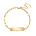 Macro detail of gold Scorpio constellation bracelet with Figaro chain and lobster clasp - Gold Scorpio