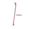 Red double-sided pet toothbrush with long handle and PP bristles for cats and dogs - Transparent Red Large (PP Bristles)