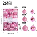 Set di 26 palline di Natale rosa da 4/5/6 cm con finiture opache e lucide - Rosa