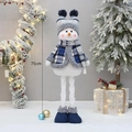 Pupazzo di neve natalizio retrattile 75cm con vestito a quadri blu decorativo - 75cm-Stile B