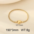 Minimalist gold heart pendant snake chain bracelet in mirror-polished stainless steel - Gold Heart Clasp (KB207088-CALY)