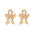18K gold plated bow earrings with sparkling cubic zirconia on a white background - Full Zirconia Bow