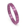 Italian charm bracelet in matte purple stainless steel modular link design - Plain Link / Rose Red