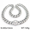 Collana a catena cubana argento con fibbia diamantata, 450mm lunga e 13mm larga - 75cm / Argento con chiusura in strass