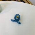 Close-up of a glossy dark blue claw hair clip with a sturdy gold metal spring - Mini Butterfly Clip X-Shaped (Approx. 4cm) / Haze Blue