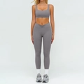 Completo yoga grigio scuro con reggiseno sportivo scollo a U e leggings a vita alta a V - Taglia S / Top E Pantaloni / Top e Pantaloni / Grigio Scuro
