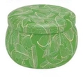 Green 4.4oz metal candle tin featuring a white leaf pattern for storage or gifts - 75*50MM C305 Green White Leaf Empty Tin