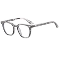 Fashionable square blue light blocking glasses with black and white stripes and rivets - Black Grey Stripe