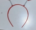 Red 3D heart headband with metallic spring antennas on a non-slip serrated base - Red Clip + Spring Set