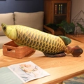 Detailed view of the golden fish plush pillow scale pattern and realistic texture - Golden Arowana