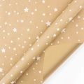 Papel de regalo kraft marrón con estrellas blancas para envoltorios de Navidad - Estrella / 43*100CM