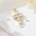 Golden cross pendant with clear zircon inlay, 24mm size and 2.6g weight specs - 14K Gold Cross H-10767