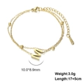 Double-layer gold stainless steel beaded bracelet featuring a capital letter M charm - Letter-M / Gold