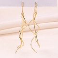 Minimalist S925 silver long spiral ear threader earrings in elegant golden finish - Spiral Ear Thread / Gold