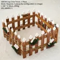 100x30cm natural wood Christmas fence with white faux snow and green pine needles - 100cm Log Color (Set of 2)